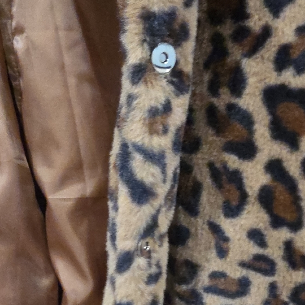 Fashion Brand Company Leopard Print Faux Fur Peacoat - Brown & Black - Picture 6 of 10